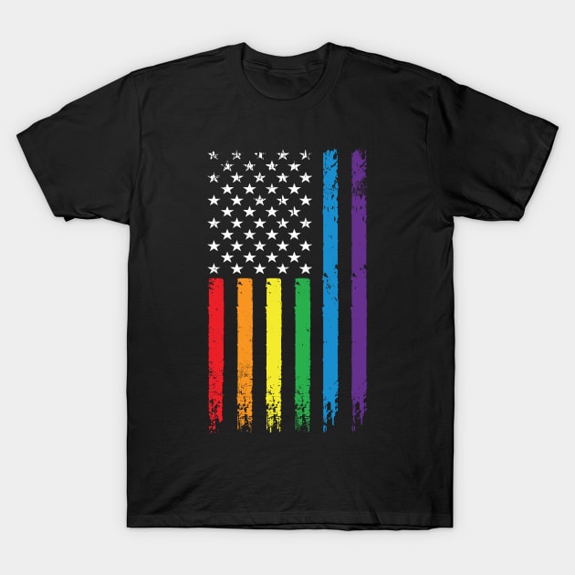 LGBT Rainbow American Flag | LGBTQ 4th of July | Gay Pride Month T-Shirt by BlueWaveTshirts